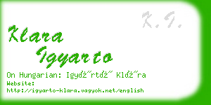 klara igyarto business card